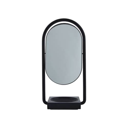 Specchio da appoggiare Angui metallo nero / Marmo - L 17,2 x H 35 cm - AYTM - Nero / Marmo - Acciaio, Marmo, Vetro