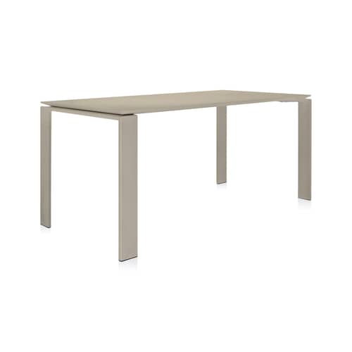 Table rectangulaire Four / 158 x 79 cm - Fenix soft touch - Kartell - Beige - Acier verni, Fenix soft touch