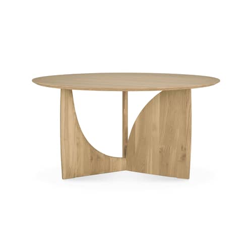 Table ronde Geometric bois naturel / Ø 150 cm - 8 personnes - Ethnicraft - Chêne naturel - Chêne massif huilé