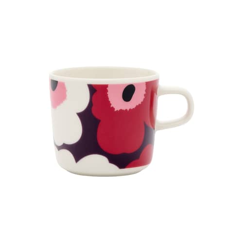 Tasse Unikko céramique violet / 20 cl - Marimekko - Unikko / Prune, rouge & rose - Grès