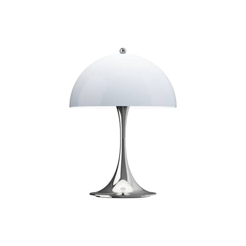 Panthella 250 Wireless rechargeable lamp plastic material grey / LED - Ø 25 cm - Louis Poulsen - Opaline blue-grey / Chromed blue Base, legs - Opal acrylique