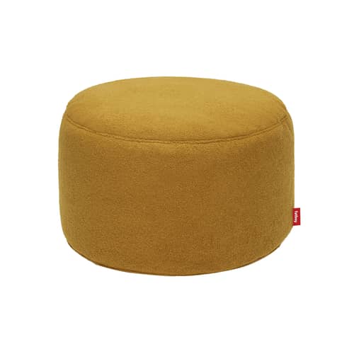 Sitzkissen Point Large Sherpa textil gelb / Ø 70 cm - Stoff Sherpa (Webpelz) - Fatboy - Cidre-gelb (Plüschstoff Sherpa) - Sherpa-Fleece-Stoff