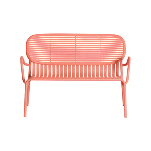 Banquette Week-end métal orange / Aluminium - L 114 cm - Petite Friture - Corail - Aluminium