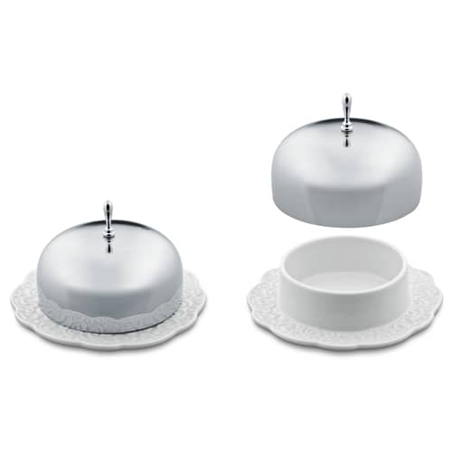 Beurrier Dressed céramique métal blanc - Alessi - Blanc / Acier - Acier inoxydable, Porcelaine