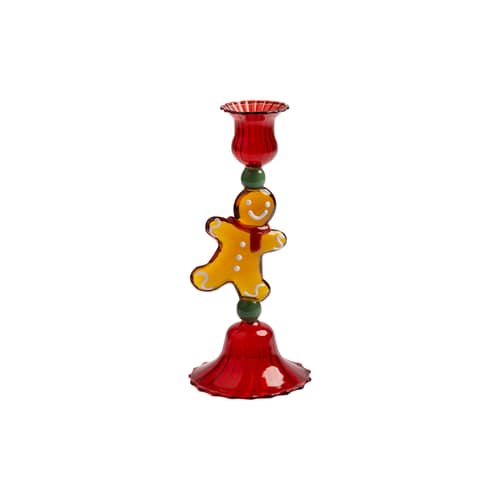 Bougeoir Merry verre rouge / H 18 cm - & klevering - Pain d’épices / Rouge - Verre soufflé bouche