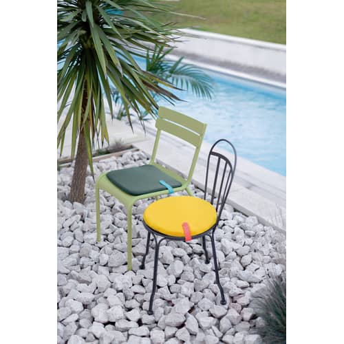 Color Mix Chair cushion textile blue / 41 x 38 cm - Fermob - Midnight blue - Acrylic fabric, Foam