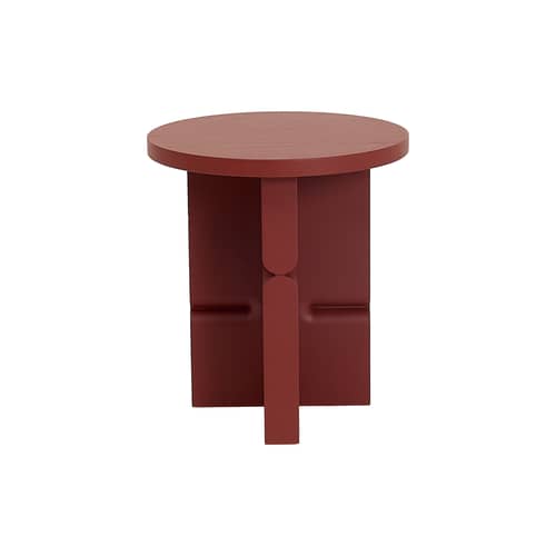 Coloured Wood Noon End table wood red / Ø 38 x H 42.5 cm - NOBODINOZ - Brick red - Ashwood