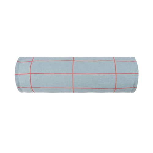 Coussin Vibes Cylinder bleu ciel / Ø 16 x L 50 cm - NOBODINOZ - Bleu ciel & rouge / Grille - Coton bio, Polyester Oeko-Tex