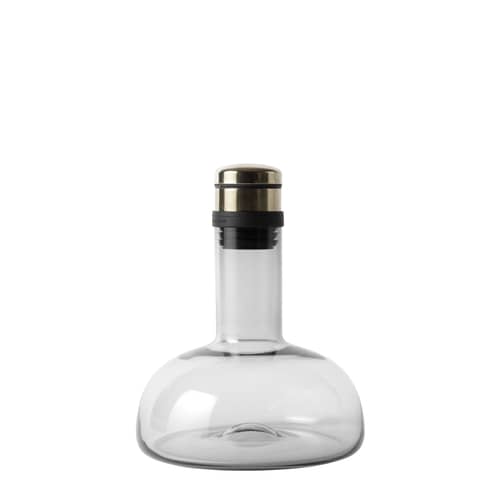 Décanteur  verre gris transparent / 1 Litre - Audo Copenhagen - Laiton / Gris fumé - Acier plaqué laiton, Plastique, Silicone, Verre