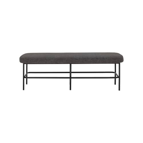 Gepolsterte Bank Farell textil grau / L 140 cm - Stoff - Bloomingville - Grau - Eisen, Furnier, Polyesterfaser