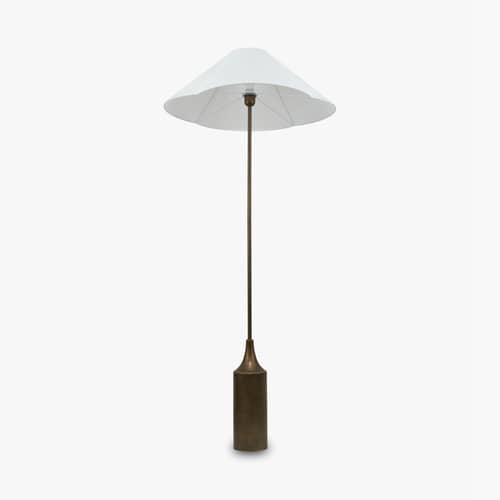 Lampadaire Kensington tissu beige / Ø 71 cm - NV GALLERY - Lin ivoire / Laiton antique - Fer, Lin
