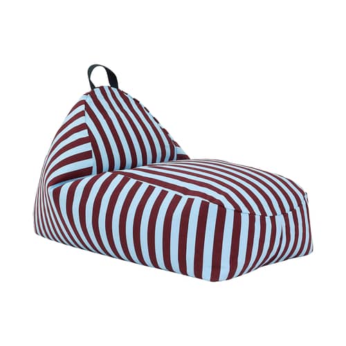 Pouf enfant Bliss - NOBODINOZ - Bordeaux & bleu / Rayures - Coton biologique, Polystyrène expansé
