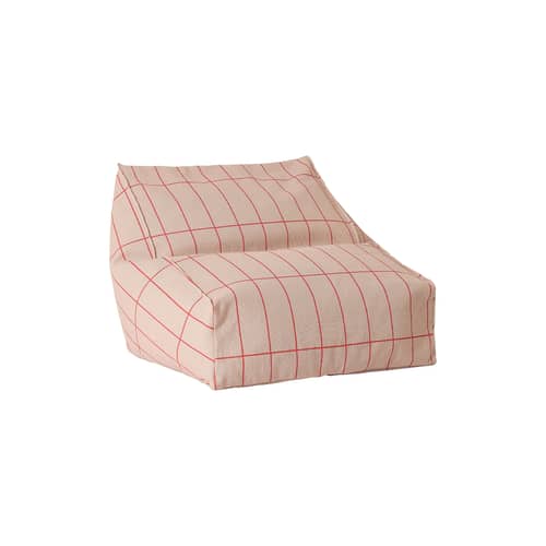 Pouf enfant Vibes tissu rose - NOBODINOZ - Rose & rouge / Grille - Coton biologique, Polystyrène expansé