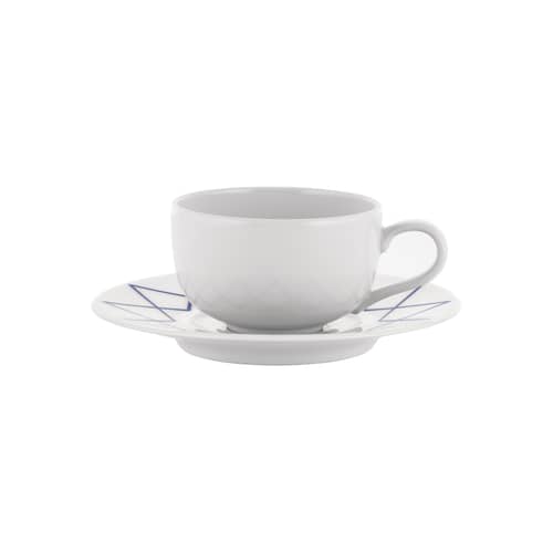 Set de 4 soucoupes / Pour tasse à café ou à thé La Bella Tavola - Alessi - Motif bleu - Porcelaine fine