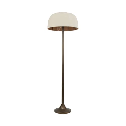 Stehleuchte Brighton textil beige / Ø 50 cm - NV GALLERY - Elfenbein-Farbe / Antik-Messing - Eisen, Leinen