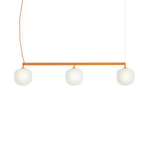 Suspension Rime Rail / L 110 cm - Muuto - Orange - Aluminium thermolaqué, Verre soufflé bouche