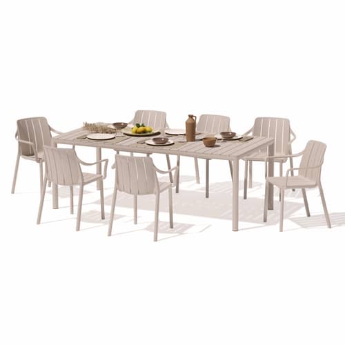 Ausziehtisch Tevere corian beige / 147-211 x 90 cm - NARDI - Kordel - Glasfaserverstärktes Harz, klarlackbeschichtetes Aluminium