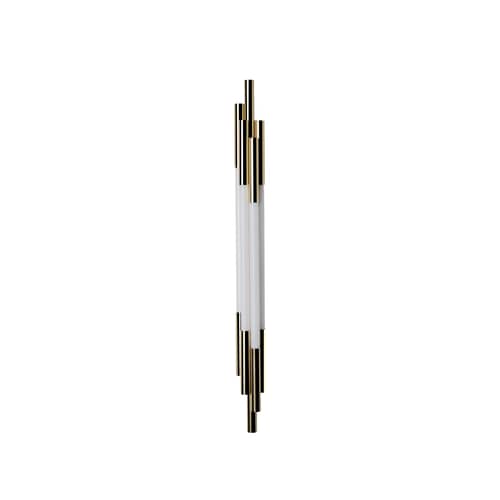 ORG Small Wall light glass white / LED - L 105 cm / Glass - DCW éditions - Brass / White - Anodized aluminium, Opal Glass