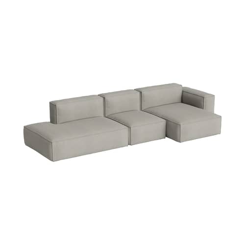 Canapé d\'angle Mags Soft Low Armrest n°4 gris clair / 3 places -  L 331 cm/ Accoudoir droite - Hay - Accoudoir droite / Gris clair (tissu Turf) - Contreplaqué, Mousse polyuréthane HR, Tissu