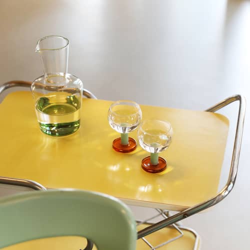Bicchiere da vino Cantine vetro arancione / Set di 2 - & klevering - Ambra - Vetro borosilicato