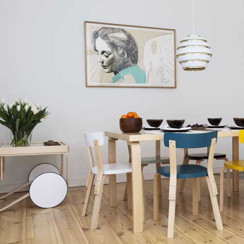 Chaise 69 bois blanc / Alvar Aalto, 1935 - ARTEK - Blanc laqué / Bouleau - Contreplaqué de bouleau, Lamellé-collé de bouleau