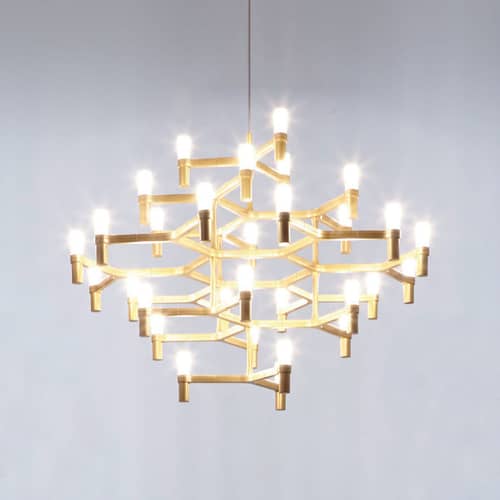 Pendelleuchte Crown Major metall gold / Ø 115 cm - vergoldet - Nemo - Vergoldet - Echtes vergoldetes Aluminium, Mattglas