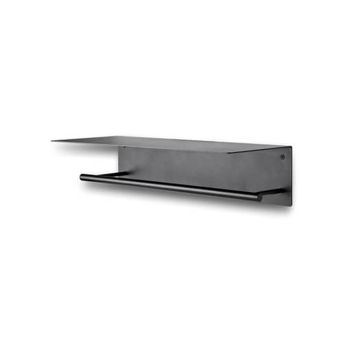 Etagère Dora / Porte-serviette intégré - Ferm Living - Noir - Acier inoxydable