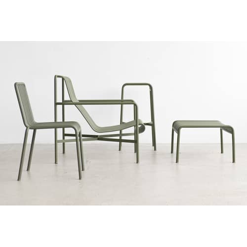 Fauteuil bas Palissade métal vert / Dossier haut - Bouroullec, 2016 - Hay - Vert olive - Acier laqué époxy