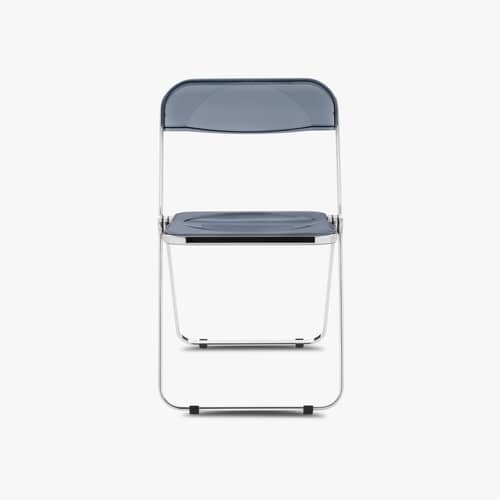 Plia Folding chair plastic material blue / Giancarlo Piretti, 1967 - ANONIMA CASTELLI - Smoked blue / Chromed Structure - Polycarbonate, Steel