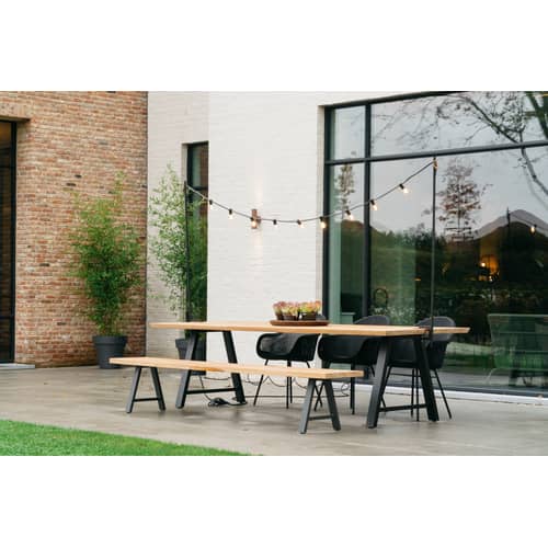  Lichtgirlande im Freien Light My Table plastikmaterial schwarz / Mit Befestigungen für Tischplatten - Vincent Sheppard - Schwarz - Leder, Neopren, thermolackierter Stahl
