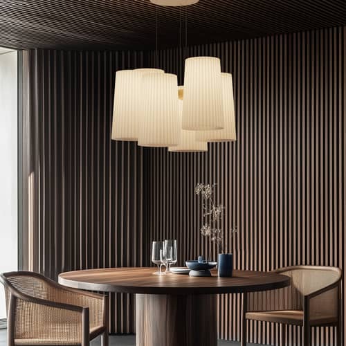 Pendelleuchte Fiesta LED textil weiß / 6 MÖBELZUBEHÖR-Lampenschirme - Ø 77 cm - Dix Heures Dix - 6 MÖBELZUBEHÖR - plissiertes Gewebe