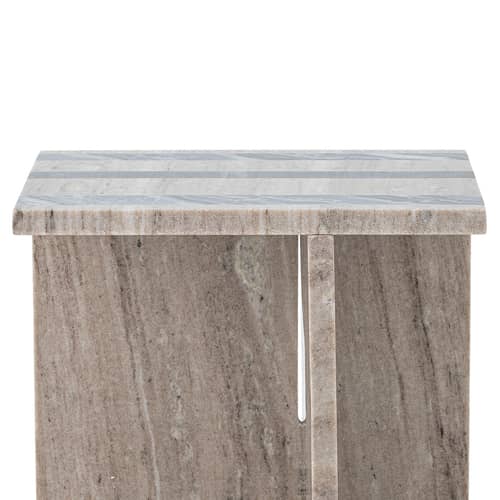 Table d\'appoint Clea marbre beige / 35,5 x 35,5 x H 40 cm - Bloomingville - Beige / Rayures noires - Marbre