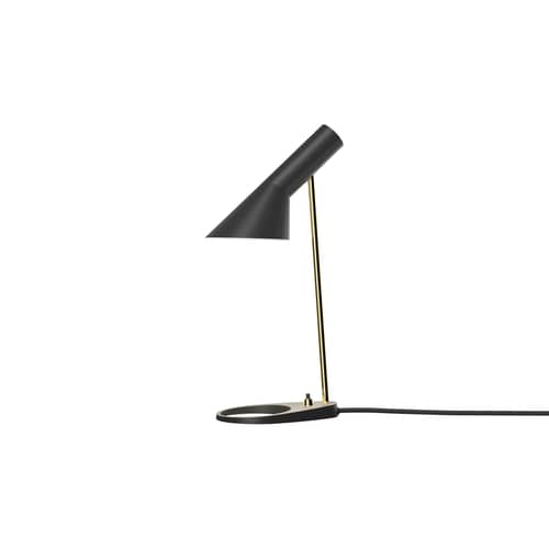 AJ Mini Table lamp metal black / H 43 cm - Swivel / Arne Jacobsen, 1957 - Louis Poulsen - Black / Brass - Brass, Spun steel, Zinc