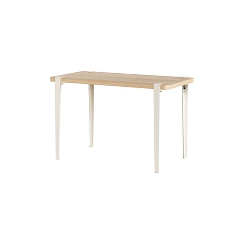 Table rectangulaire Lobo / 120 x 60 cm - 2 à 4 personnes / Bois éco-certifié - TIPTOE - Chêne / Pieds blanc crème - Acier, Bois recyclé aggloméré plaqué chêne