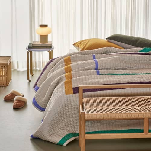Lot de 2 tabourets empilables Smile bois violet - HÜBSCH - Lavande / Kaki - Acier laqué, Contreplaqué de frêne certifié, MDF