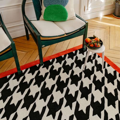 Teppich Pied de poule textil bunt / 180 x 120 cm – handgetuftet - COLORTHERAPIS - 180 x 120 cm - Neuseeländische Schurwolle