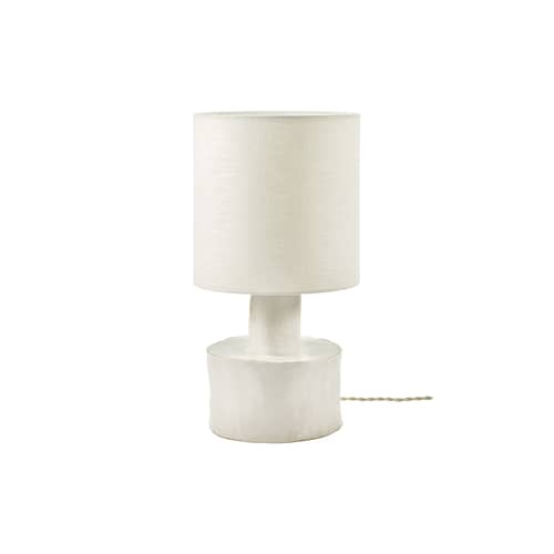 Tischleuchte Catherine keramik weiß / Sandstein & Gewebe - Ø 25 x H 47 cm - Serax - Weiß mattiert / beige - Gewebe, Sandstein