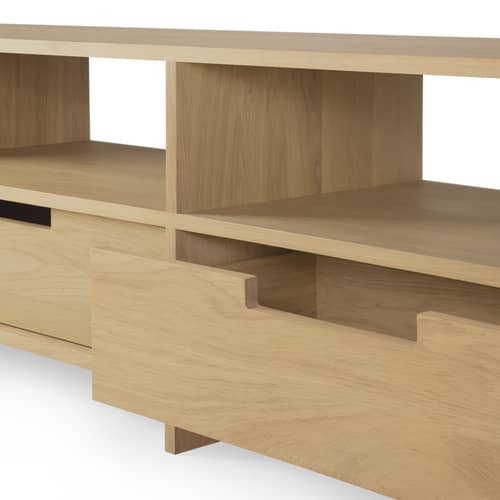 TV Möbel Kabuki holz natur / L 200 cm - 2 Schubladen - Ethnicraft - Eiche natur - Geölte Massiveiche