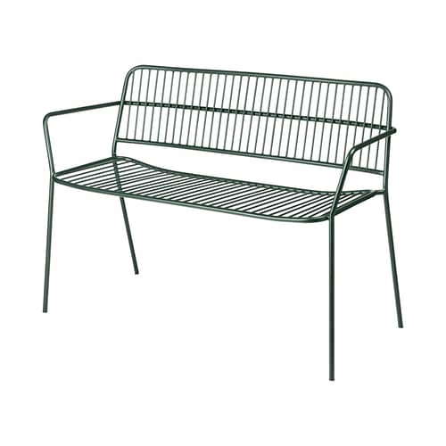 Bank mit Rückenlehne Eden metall grün / L 115 cm - BROSTE COPENHAGEN - Grün Waldgrün - thermolackierter Stahl