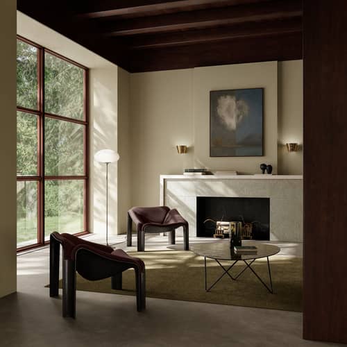 Fauteuil rembourré F300 cuir marron / Pierre Paulin, réédition 1966 - Gubi - Cuir Coffee / Marron - Cuir, HiREK, Mousse