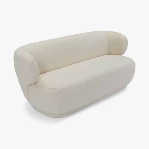 Sofa 2 Sitzer Giulia textil weiß / L 170 cm - NV GALLERY - Naturfarben (gekräuselt) - FSC-zertifiziertes Holz, High Density-Schaum, Schlingenpol