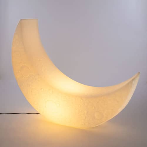 Lampadaire d\'extérieur My Moon plastique blanc / Rocking chair lumineux - L 152 cm / Intérieur-extérieur - Seletti - Blanc - Polyéthylène