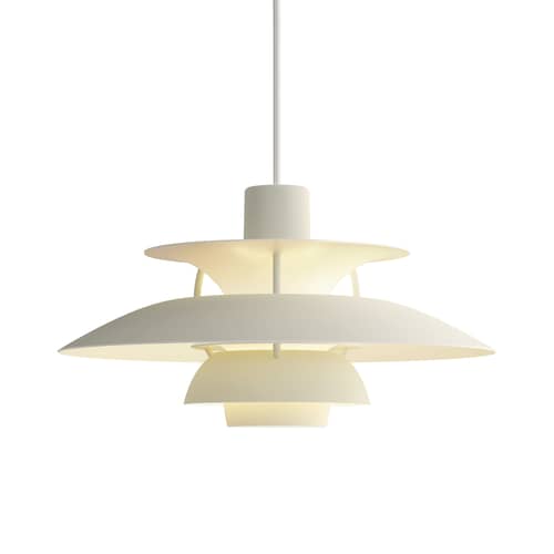 Pendelleuchte PH 5 Mini metall grau / Ø 30 cm - Poul Henningsen, 1958 - Louis Poulsen - Monochrom Zinn blass - lackiertes Aluminium