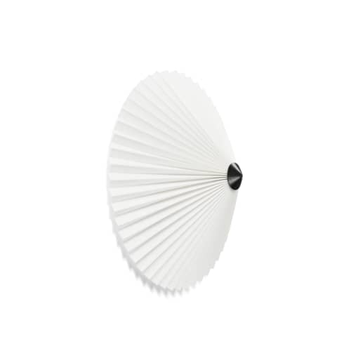 Applique Matin Flush Mount tissu blanc / Plafonnier - Small / Ø 38 cm - Hay - Blanc - Acier peint, Coton plissé