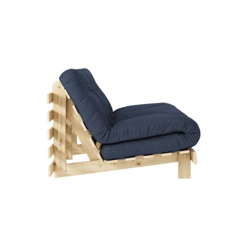 Canapé convertible Roots / L 140 cm - 3 positions / Structure pin clair - KARUP DESIGN - Bleu marine 737 / Pin clair - Fibres recyclées mélangées, Mousse, Pin massif certifié FSC, Tissu