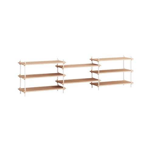 Scaffale Shelving System – s.65.3.A legno naturale / L 239 x H 85 x P 35 cm - MOEBE - Rovere naturale / Bianco - Acciaio, MDF impiallacciato rovere