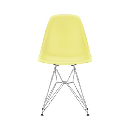 Sedia RE DSR - Eames Plastic Side Chair materiale plastico giallo / (1950) - Piedi in cromo / Riciclato - Vitra - Limone / Piede Cromo - Acciaio cromato, Plastica riciclata post-consumo