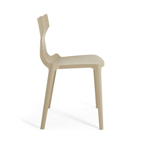 Re-Chair Stacking chair plastic material beige / Recycled material - Kartell - Turtledove - Recycled thermoplastic technopolymer