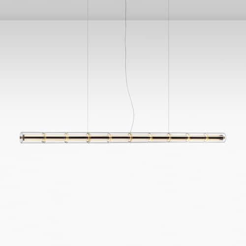 Suspension Luce Cilindrica S2 verre transparent / L 207 cm - Flos - L 207 cm - Aluminium poli, Verre borosilicaté