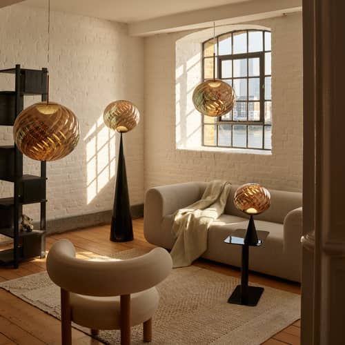 Suspension Whirl Large / LED - Ø 45 cm - Tom Dixon - Or - Polycarbonate semi-métallisé